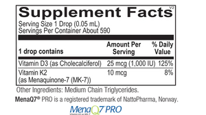 Elite Fuel Supplement Facts label for vitamin D3+K2